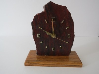VINTAGE  8 1/2 '' Tall  PETRIFIED WOOD CLOCK TESTED - WORKS unique rare beautiful