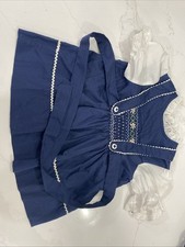 Polly Flinders Vintage Hand Smocked Blue Dress Size 2T
