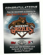 2017 Topps Pro Debut #NNO Make Your Pro Debut Fresno Grizzlies Baseball