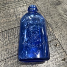 Vintage Cobalt Blue PHILLIPS Milk of Magnesia Embossed Glass Bottle made in USA