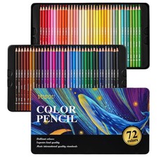 72 PCS Soft Core Colored Pencils Set Adult Artist Drawing Shading Tin Box Kit