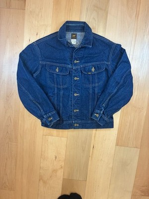 Vintage 80s Lee Riders Union Made Denim Trucker Jacket Size 40R Dark Wash