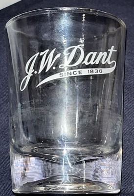 Vintage J.W. Dant Whiskey Double Shot Glass- Federal Glass Logo Mark On Bottom