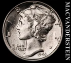 1943 Silver Mercury Dime - Choice Gem Brilliant Uncirculated  Lustrous  #L6329