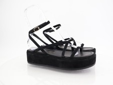 Stuart Weitzman Summerlift Platform Strappy Sandal Round Toe Black Size 10 Flat