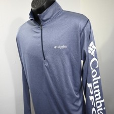 Columbia PFG 1/4 Zip Lightweight Pullover Blue Omni-Shade Long Sleeve Mens Large