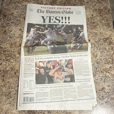 The Boston Globe Victory Edition Newspaper "YES!!!" Red Sox World Series Sweep