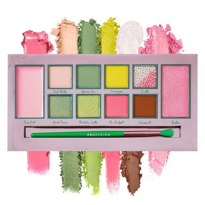 Matcha Break 10 Shade Eye and Palette with Brush, Multi Finish Palette to Ach...