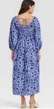Universal Thread Midi Dress Navy Blue Floral 100 Cotton S