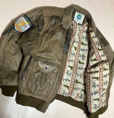 Archive 70S Paris Sport A-2 Leather Flight Jacket Vintage Genuine Emblem Top Gun