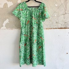 Vintage Muumuu House Dress Tropical Parrot Floral Print Short Sleeve Lounger L