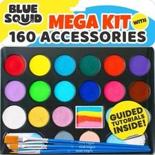 Kids Face Painting Kit 28 Colors with 160pc Accessories Stencils Non-Toxic