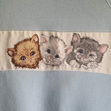 Vintage 90s Fruit of the Loom Kittens Cats Embroidered Crewneck Sweatshirt L