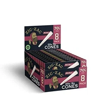 ZIG-ZAG Pre Rolled Cones Ultra Thin 70mm Size - (18-Pack) 8 Cones Per Pack