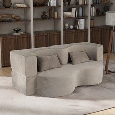 75" Foldable Sofa Bed w/ Memory Foam  Pillows, Converts to Bed Instantly