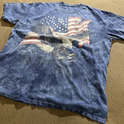 THE MOUNTAIN PATRIOTIC AMERICAN FLAG BALD EAGLE BLUE TIE-DYE XL T-SHIRT 