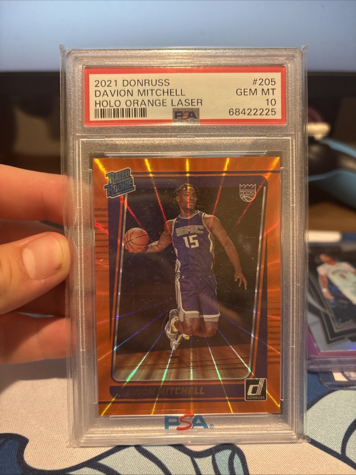 2021-22 Panini Donruss - Rated Rookie Davion Mitchell #205 Holo Orange Laser