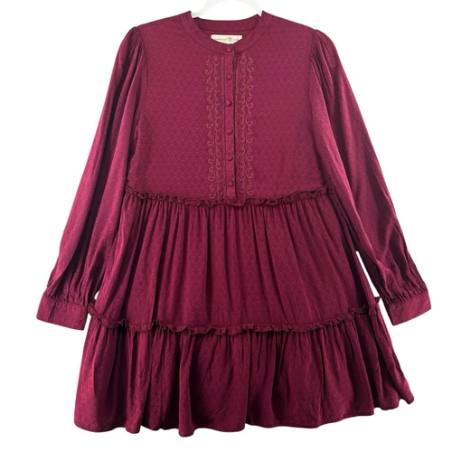 VETEMENTS Penelope vino rosa ricamato a strati Western Prairie Cottage donna taglia media