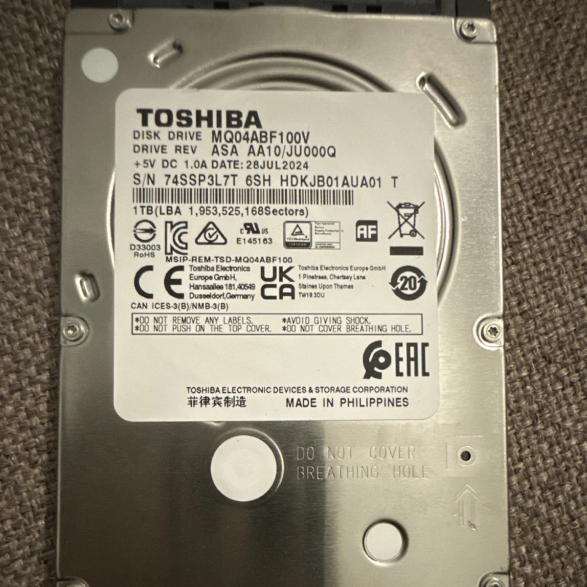 Disque Dur Interne Toshiba 40 Go 2.5 Pouces IDE - Pour Notebook S2430-210, PS243E-06PQS-GR - état Fonctionnel