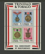TRINIDAD AND TOBAGO 222a, 1972 MEDALS, S/S OF 4, MNH (TT5939)