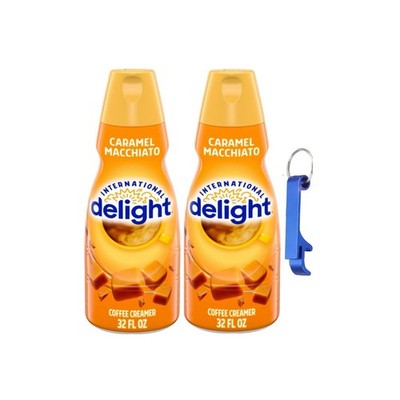 International Delight Caramel Macchiato Coffee Creamer 32oz 2 Pack + Keychain