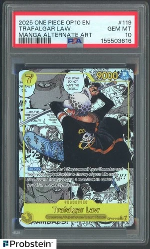 2025 One Piece OP10 EN Manga Alternate Art #119 Trafalgar Law PSA 10 GEM MINT