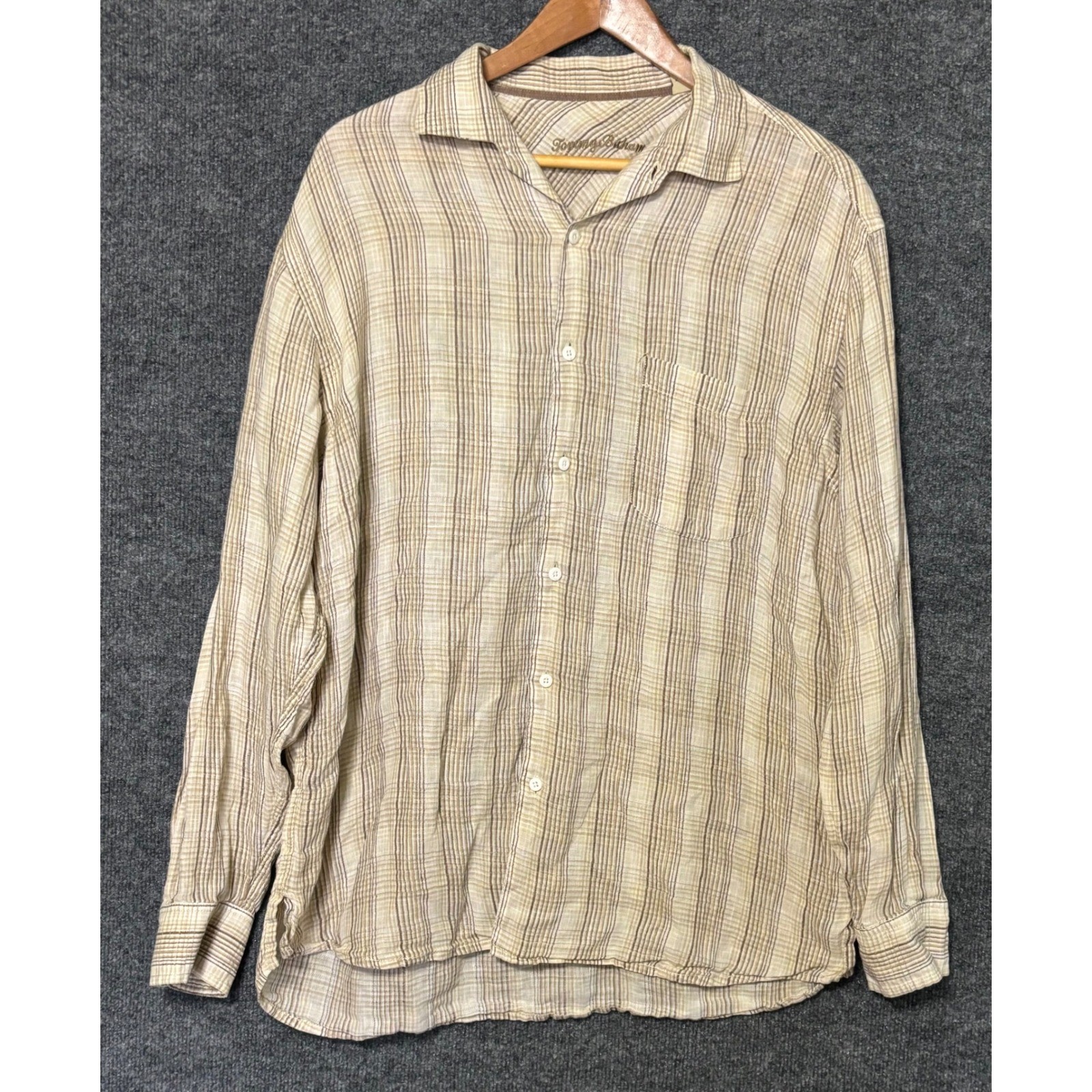 Tommy Bahama 100% Linen Shirt Mens L Long Sleeve  Button Down Casual