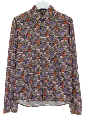 HANS UBBINK Shirt Men's LARGE Multicolor Floral Pattern Long Sleeve Button Up