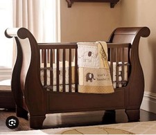 Cherry Wood Pottery Barn Sleigh Crib with Toddler Bed Conversion