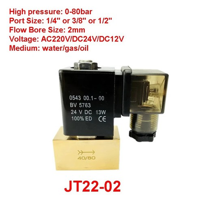 #ad JT22 02 Direct Acting Brass Valve 80bar High Pressure Solenoid Valve 2 Way $31.80