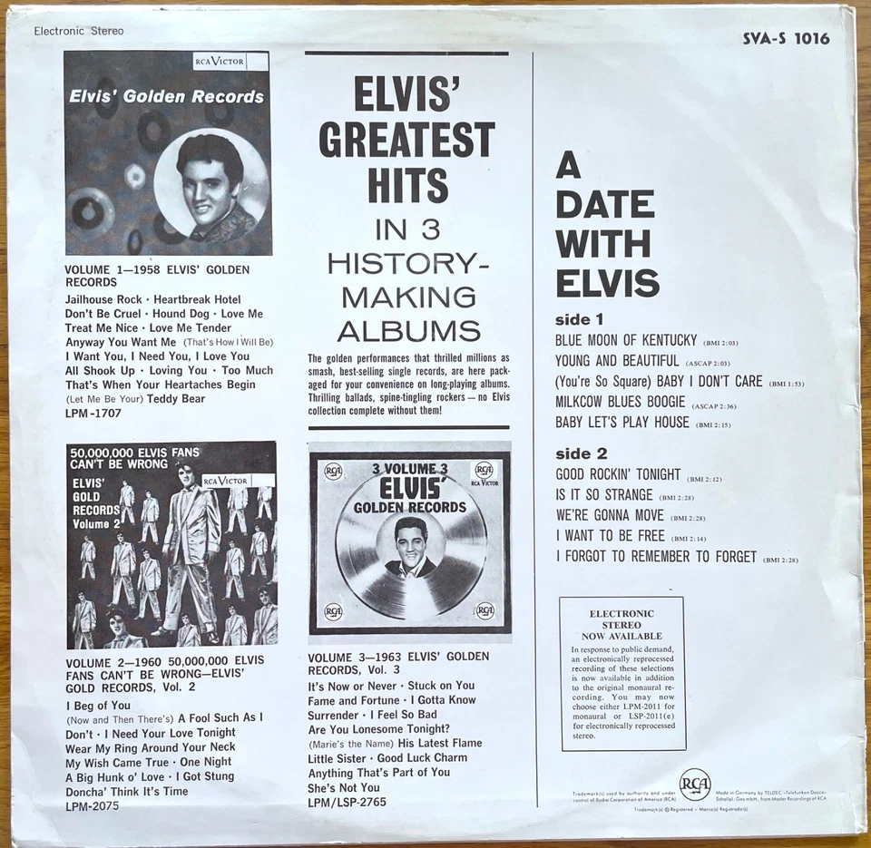 ELVIS PRESLEY - LP - A  DATE WITH ELVIS - orig. d. RCA PROMO - Bild 2 von 3