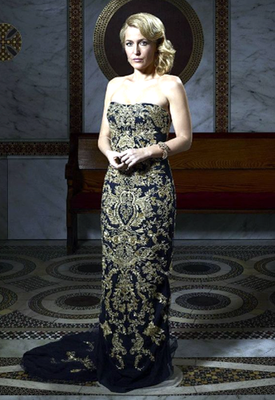 Marchesa Vintage Gold Bead Embroidered Strapless Navy Blue Silk Tulle Gown  4 | eBay