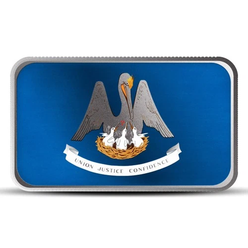1 oz Louisiana State Flag Silver Bar (Colored)