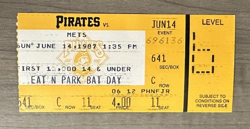 Keith Hernandez Seinfeld “Nice Game Pretty Boy” Mets June 14th, 1987 Ticket Stub