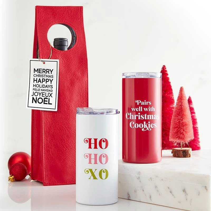 Веганский кожаный винный мешок красный размер 15 дюймов L x 4,75 дюйма с упаковкой из 2 предметов с подарочным ярлыком - Изображение 3 из 4