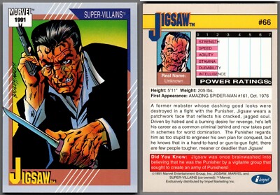 1991 Marvel, Super Villans, #66 Jigsaw