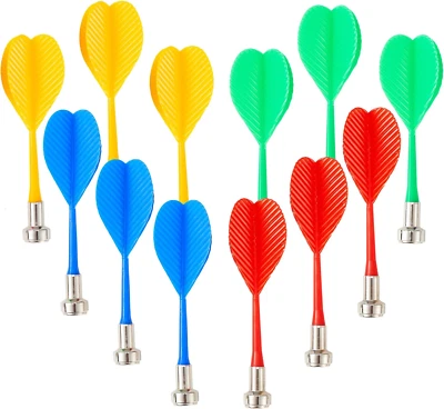 MOOPOK 12Pcs Magnetic Darts for Magnet Dartboard - Plastic Replacement Darts for Kids A