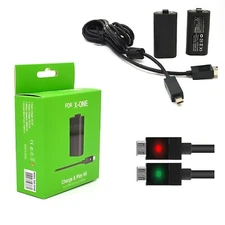 (2 Pack) For X Box One Charge and Play Kit Rechargeable Battery & Charging Cable