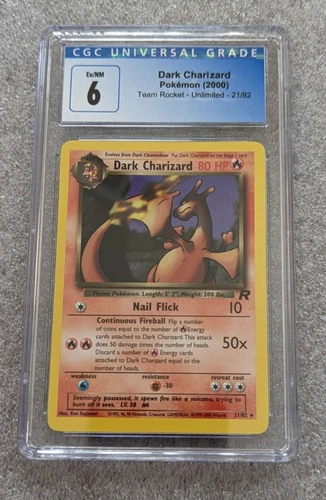 Dark Charizard NonHolo 21/82 Team Rocket Unlimited CGC 6 EX/NM Pokemon - PSA BGS