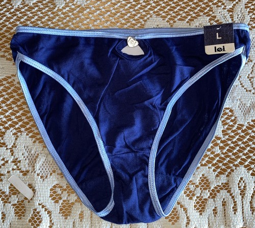 L.E.I. LEI Girl Hi-Cut Cotton Navy Vintage Brief Bikini Panties Sz S Underwear - Picture 2 of 5