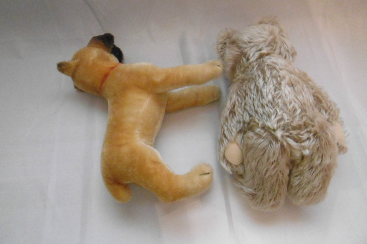 Lot De Deux Peluches Steiff Vintage – Chien Et Ourson – Occasion