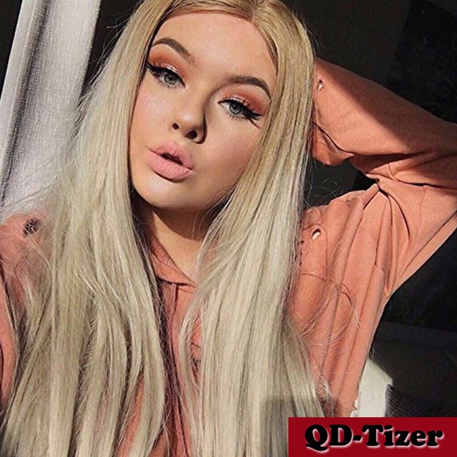 Natural Synthetic Wig Silky Straight Blonde Long Hair Party Wigs
