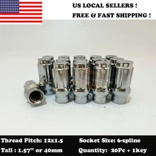 20Pc +Key Chrome Tuner Racing ET 6-Spline Lug Nuts For Aftermarket Wheels 12x1.5