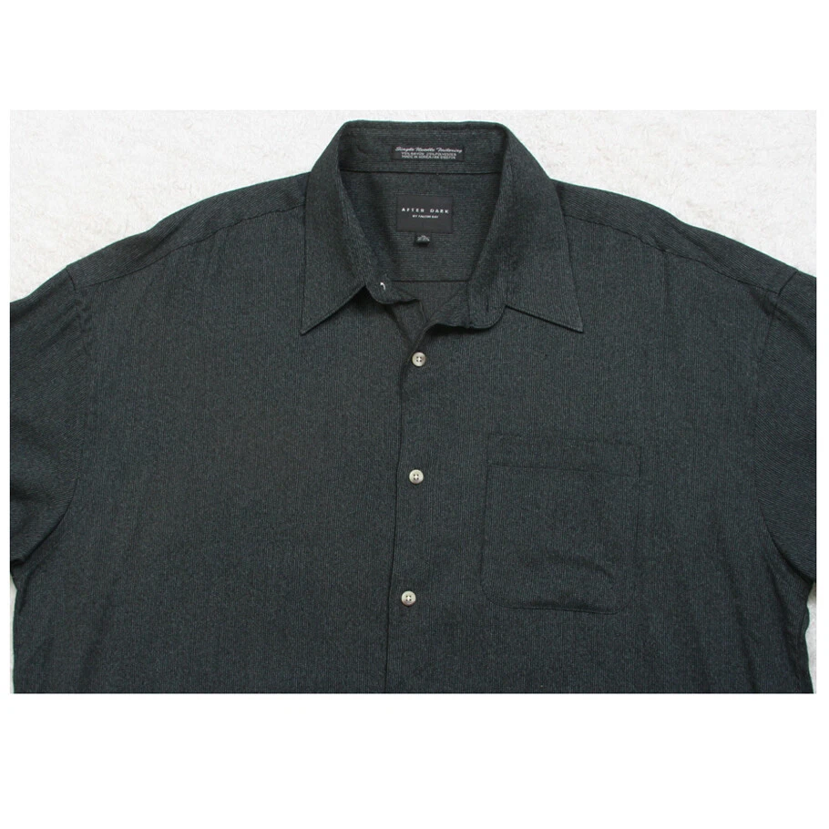 Falcon Bay серый длинным рукавом карман платье рубашка на пуговицах XL вискоза полиэстер AP47 - Изображение 2 из 4