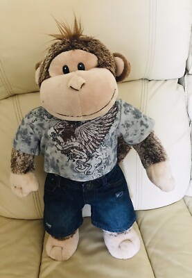 Build A Bear 18 Zoll brauner Affe weiches Plüschtier/Build A Bear Shorts und T-Shirt