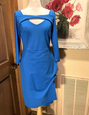 CHIARI BONI LA PETITE ROBE BLUE DRESS Side Ruching US SIZE 10 EU 46