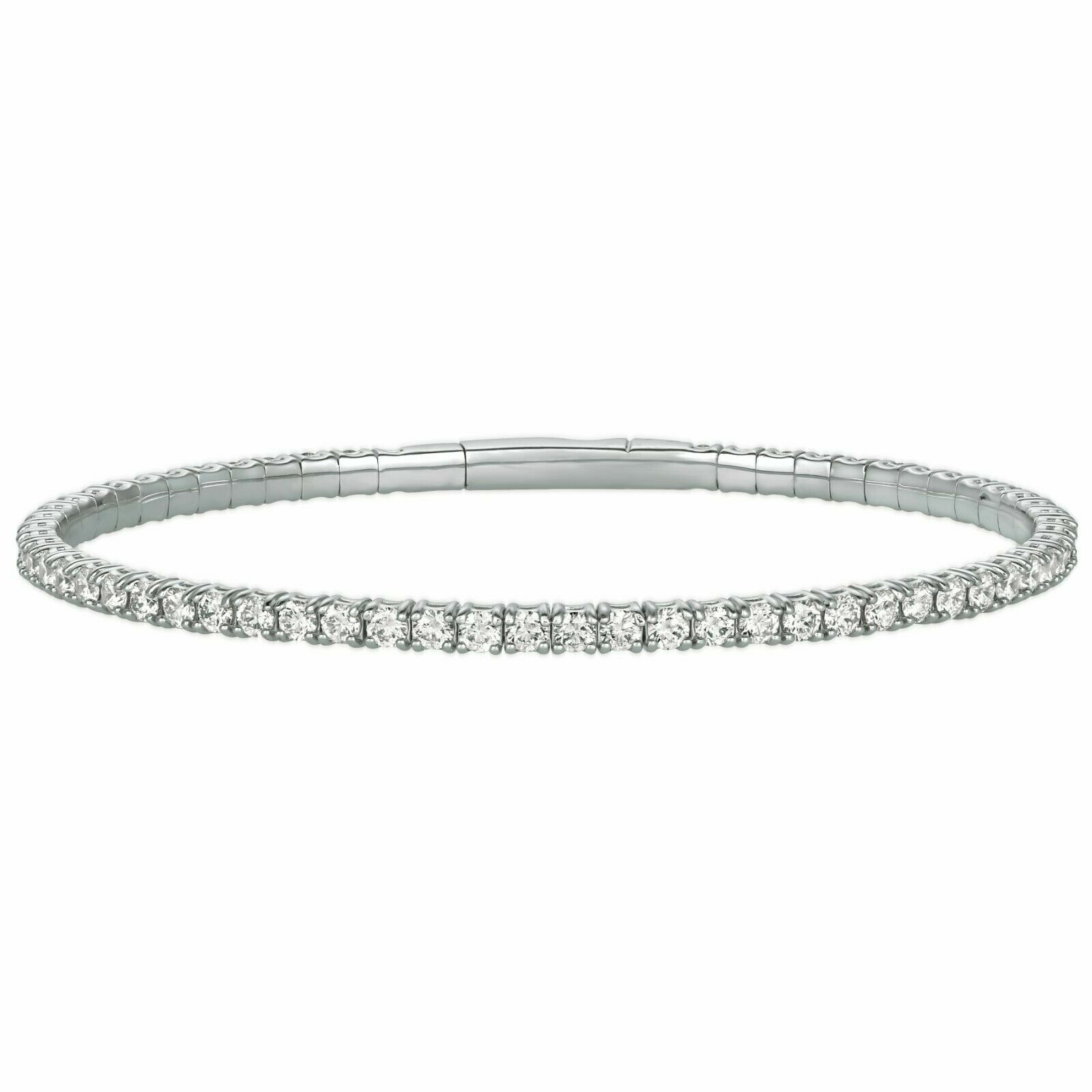 2.00 Carat Natural Diamond Flexible Bracelet G SI 14K White Gold