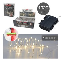 Led Micro Lichterkette - Silber - Mit 100 Led's Warmweiß Biegsam Timer - Outdoor