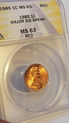 ANACS MS63 アメリカ 25セント 1985p ミントエラー Struck Through Debris US Mint Error MS63 Old 1960D Lincoln