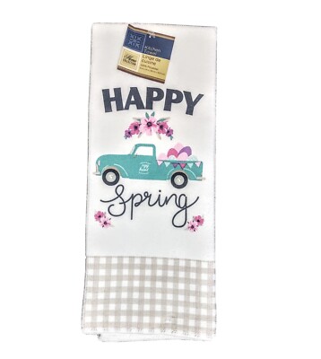 Easter Egg Hunt Truck Flower Happy Spring Hand Dish Kitchen Towel Home Decor